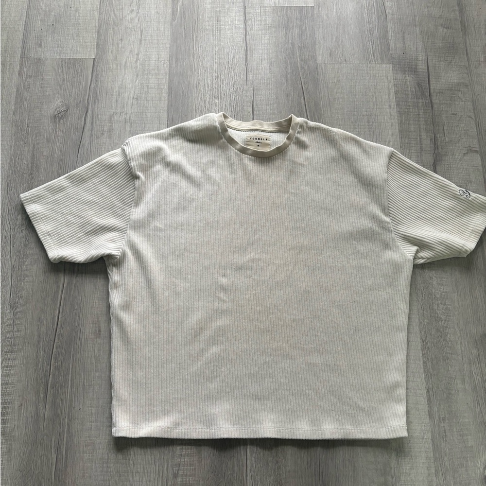 YoungLA Corduroy (421) Supersized Tee Men’s Size Medium Off White Color